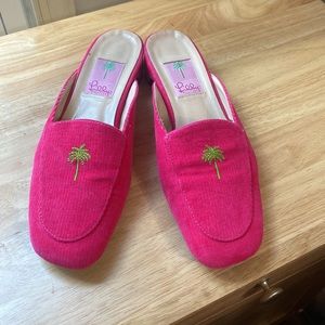 Lilly Pulitzer vintage hot pink palm tree Mules